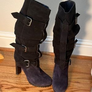 Black suede boots